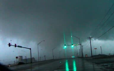 Tornado in Norman, Oklahoma near I-35 and Tecumseh road on May 6, 2015