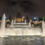 Waterfalls and fountains in front of Museu Nacional d'Art de Catalunya