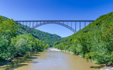 Famous bridge over the New River in Fayetteville, West Virginia