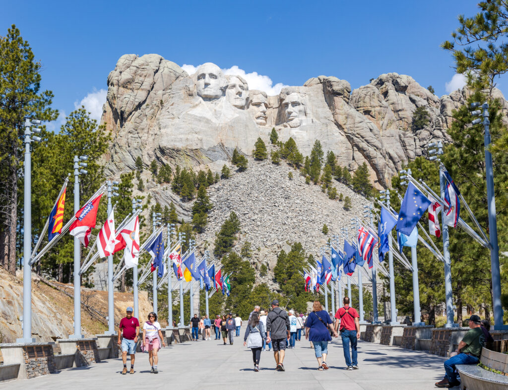 Flags under Rushmore