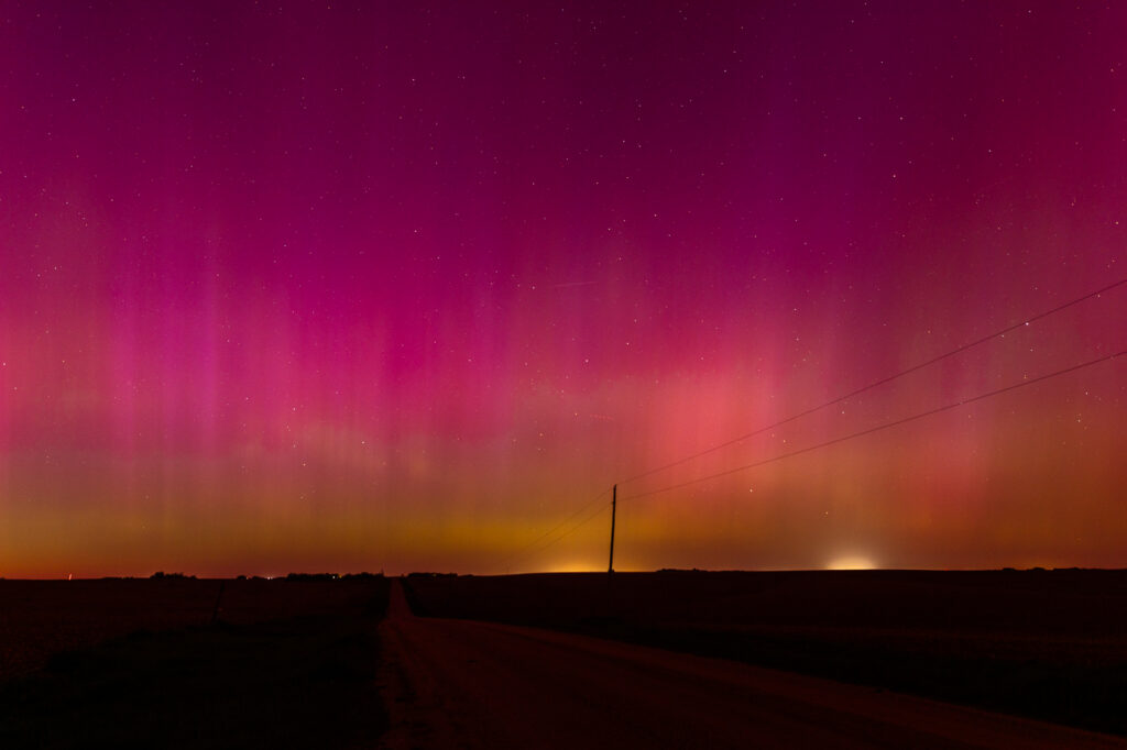 Auroras over Nebraska shortly after sunset