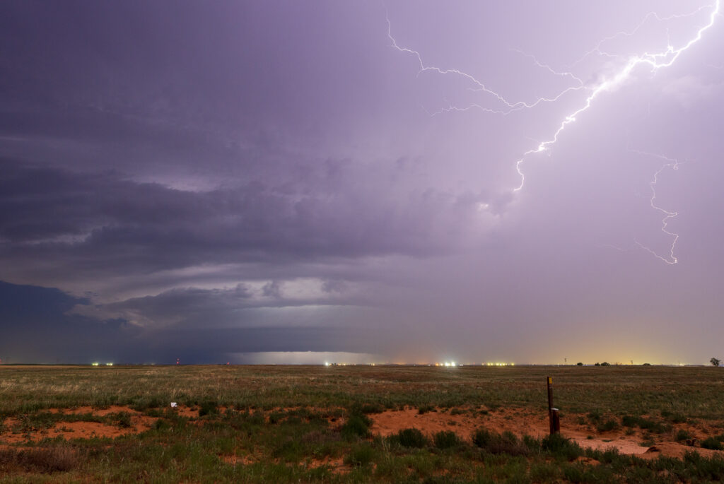 Lightning from a supercell near Clovis