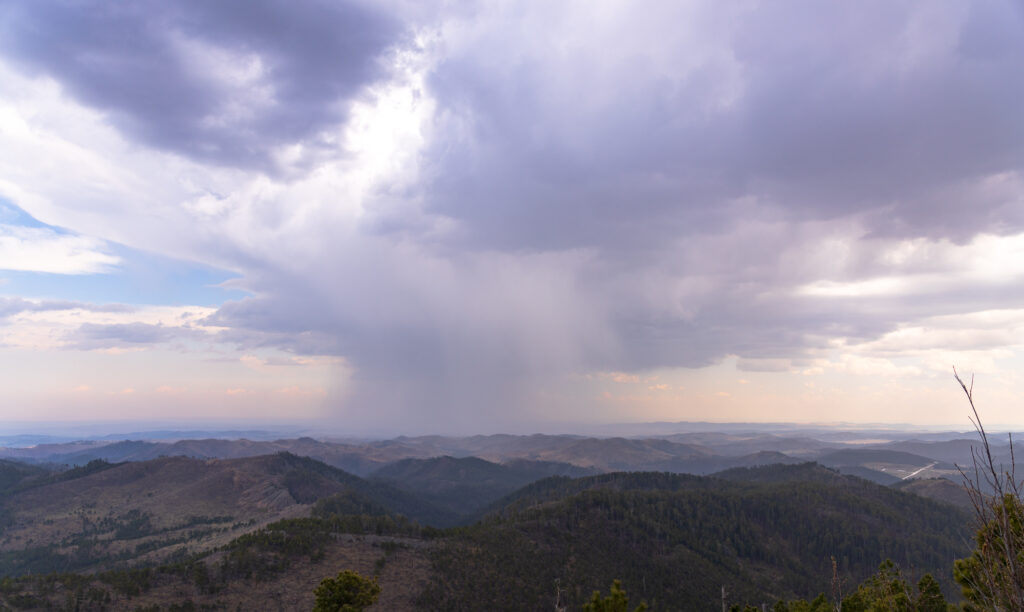 A thunderstorm from the top of Mount Coolidge in the Black Hills of South Dakota