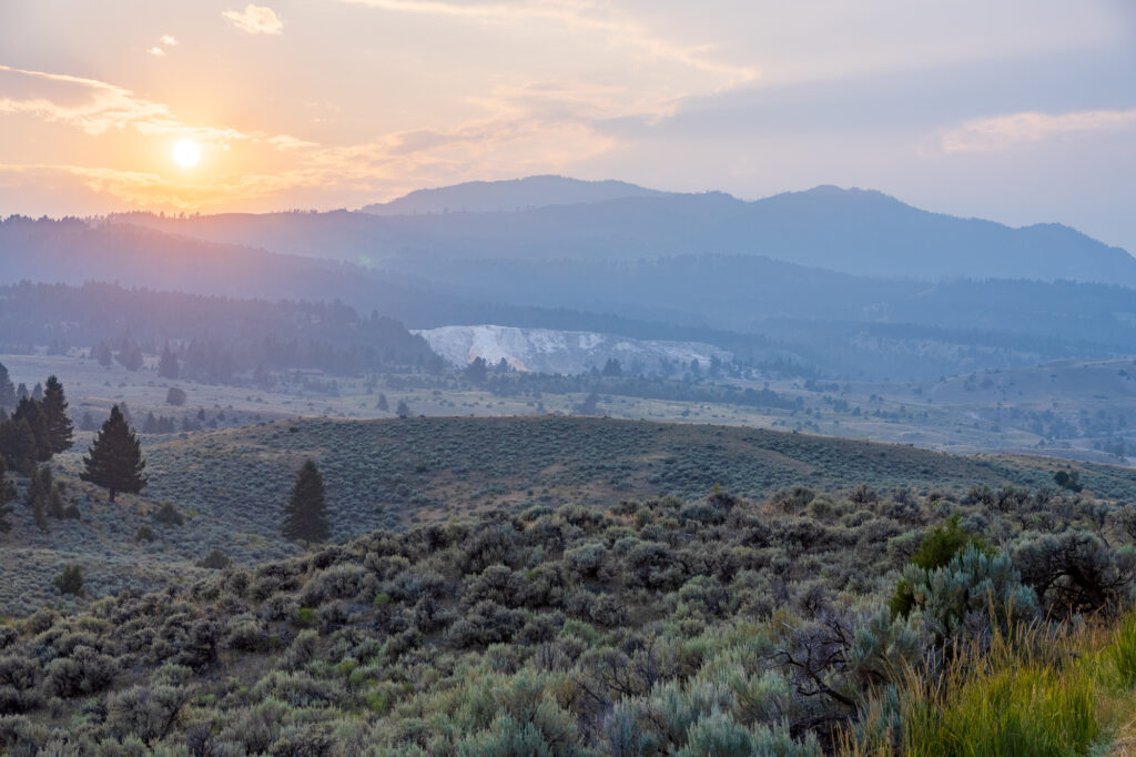 Sunset over Mammoth Hot Springs